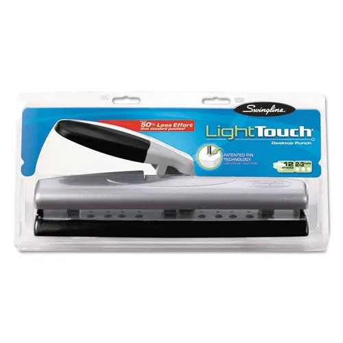 12-sheet Lighttouch Desktop Two-to-three-hole Punch, 9-32" Holes, Black-silver