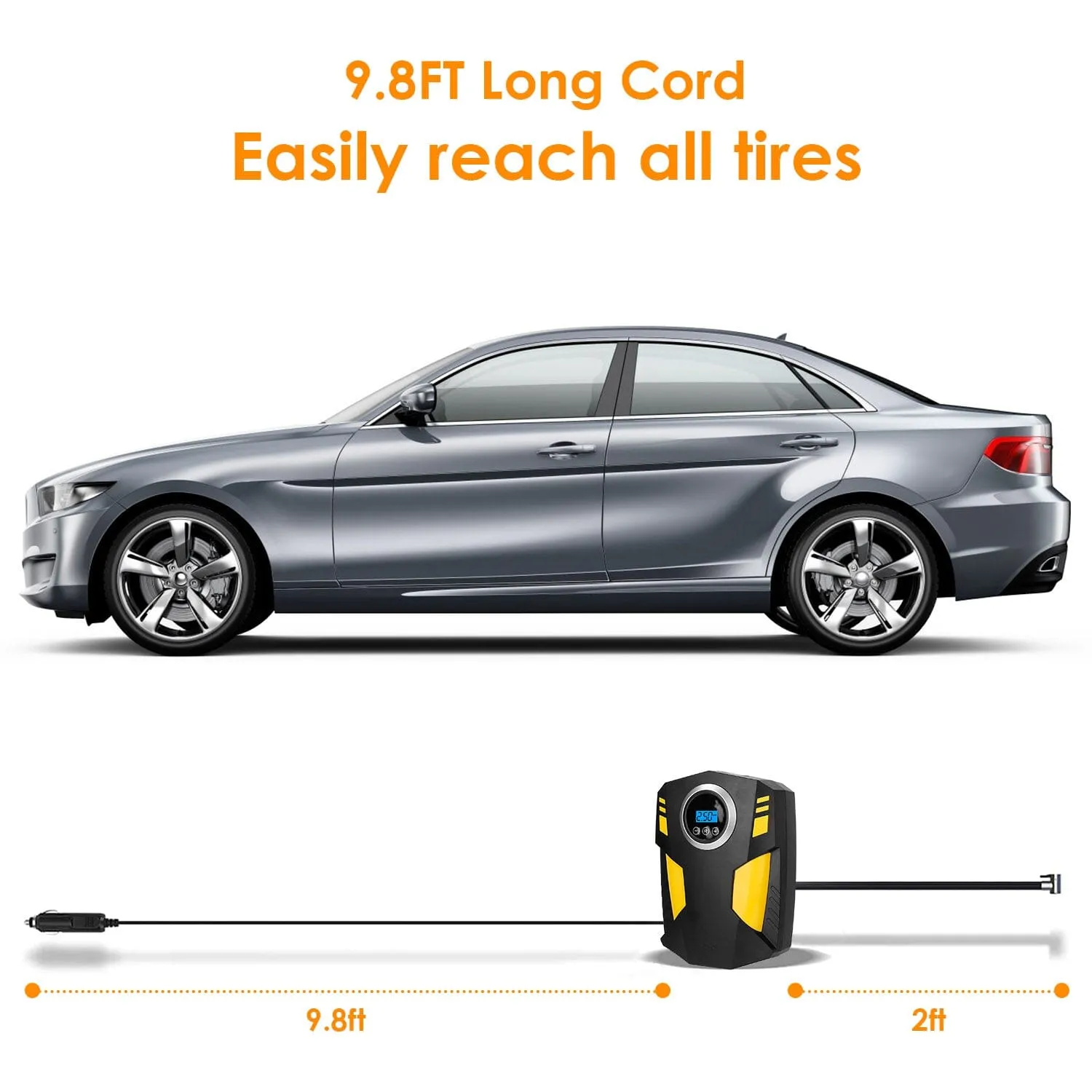 12V Digital Car Air Pump Compressor with LED Light 150 PSI