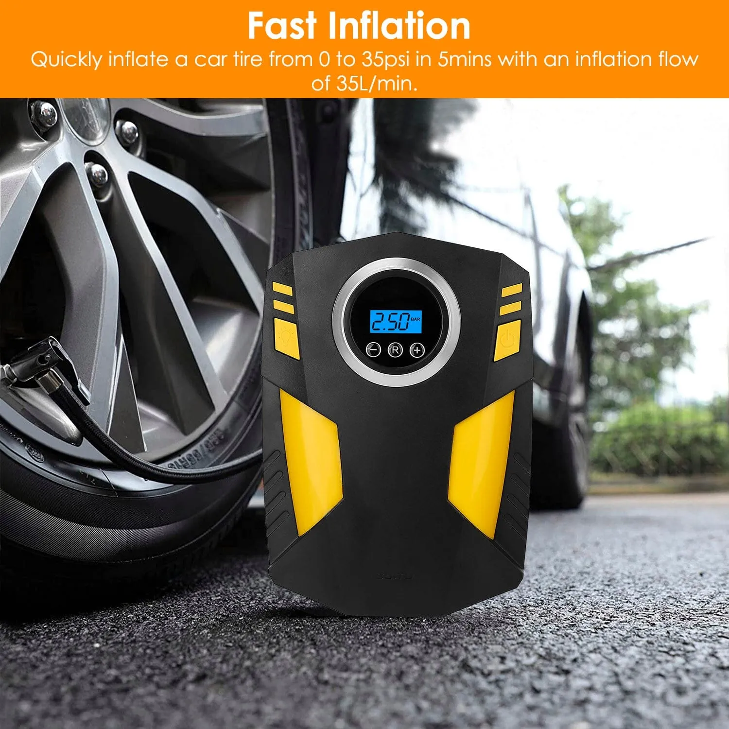 12V Digital Car Air Pump Compressor with LED Light 150 PSI