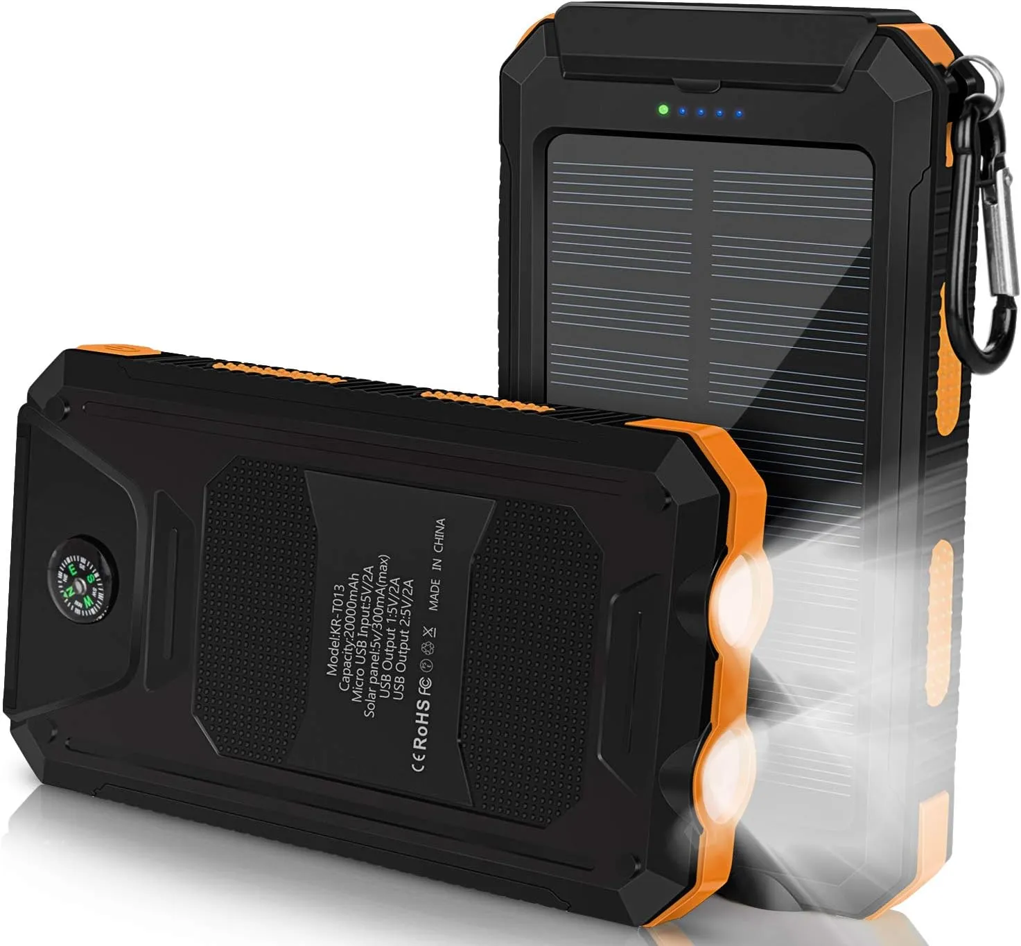 20000Mah Solar Powered Power Bank Flashlight With Compass Pa-14