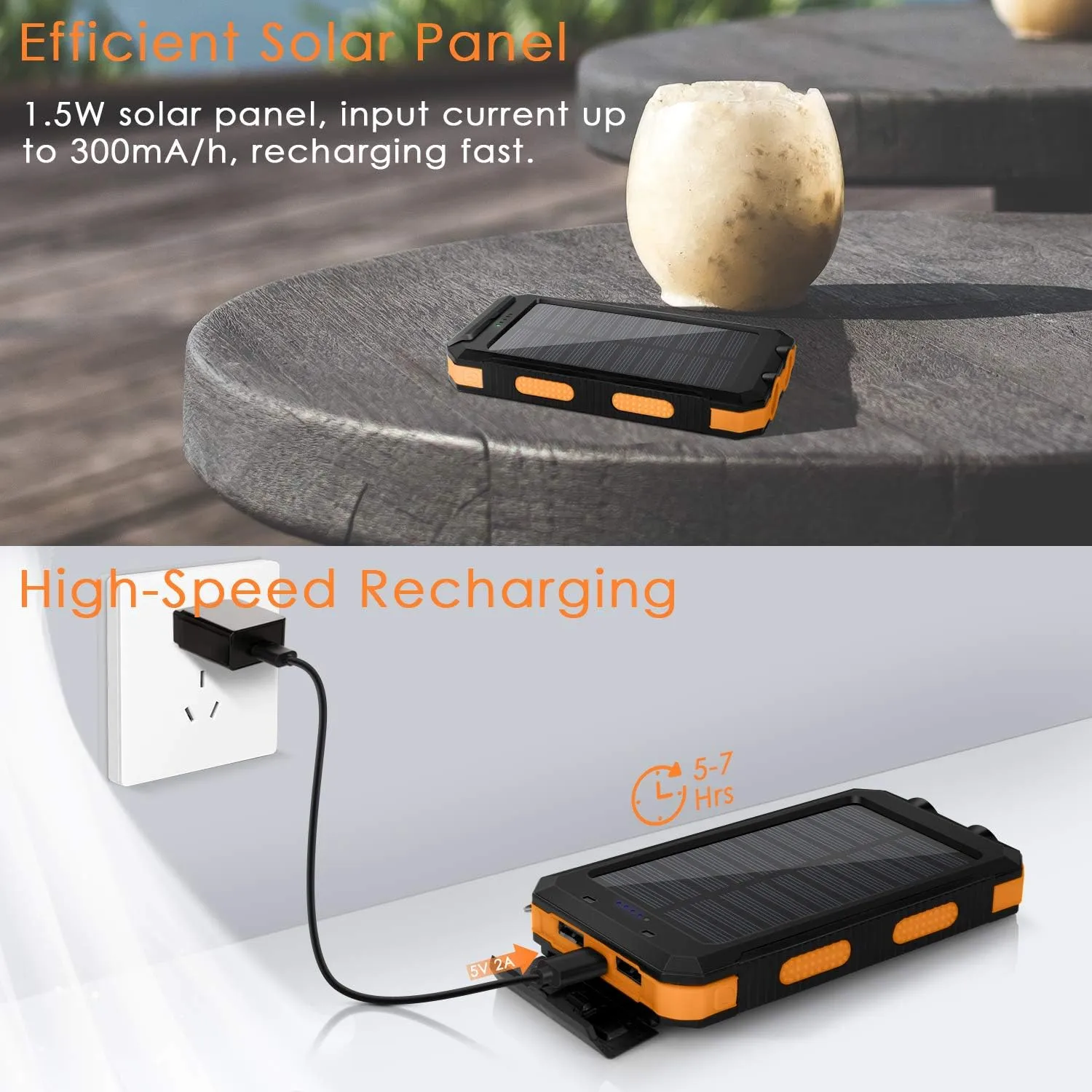 20000Mah Solar Powered Power Bank Flashlight With Compass Pa-14