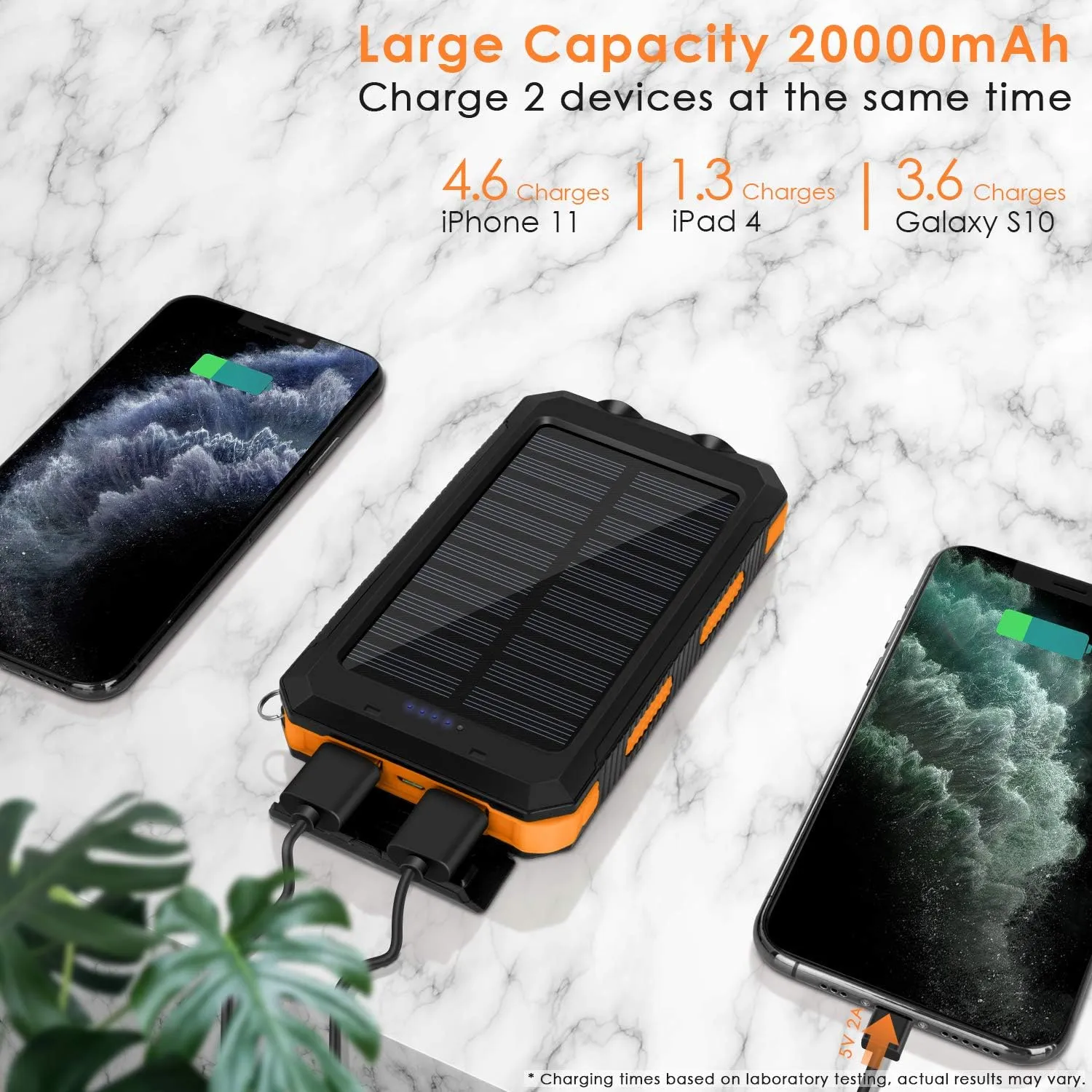 20000Mah Solar Powered Power Bank Flashlight With Compass Pa-14