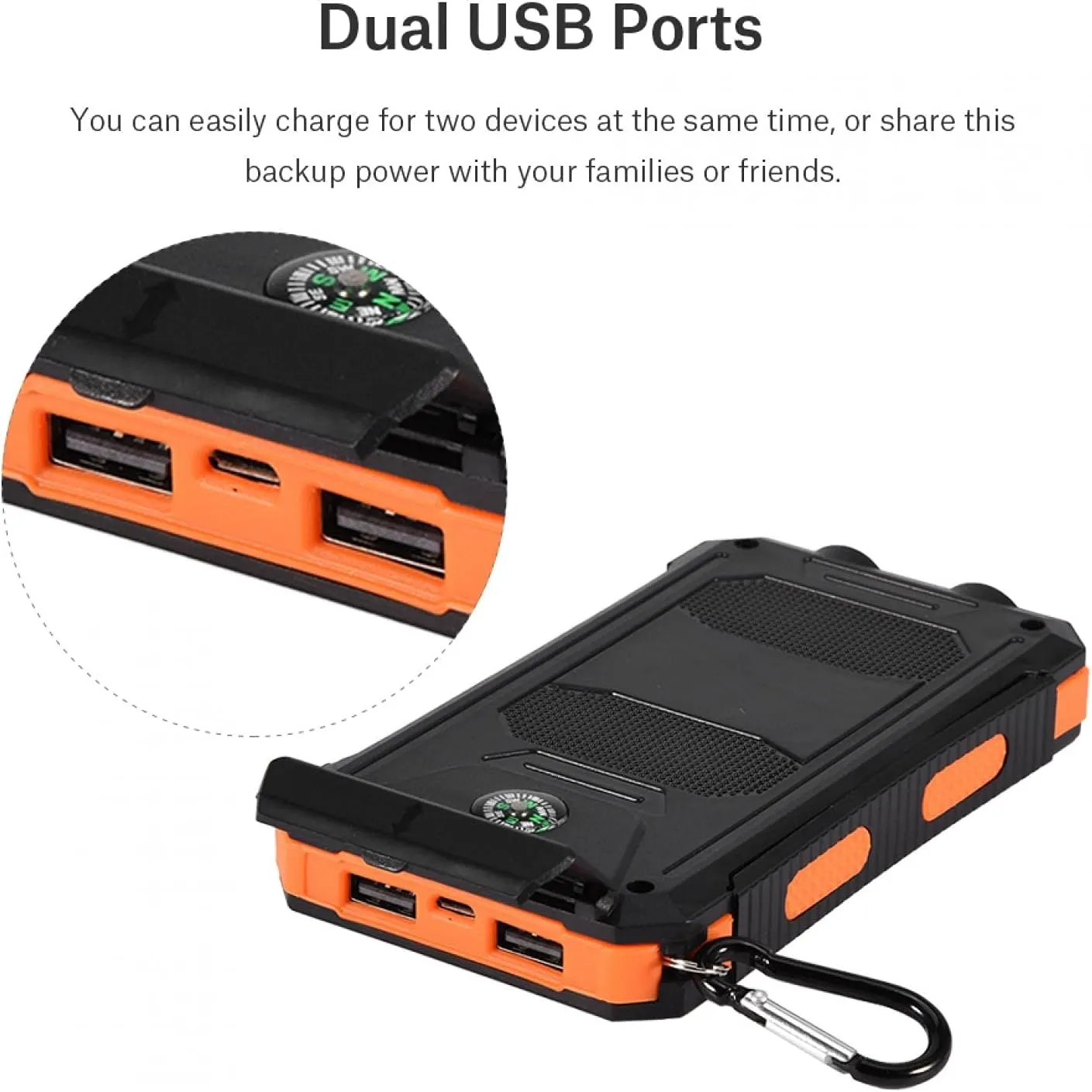 20000Mah Solar Powered Power Bank Flashlight With Compass Pa-14