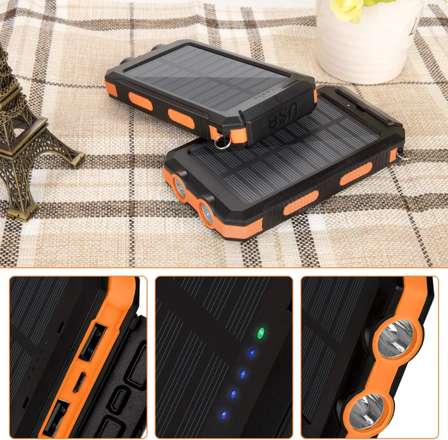 20000Mah Solar Powered Power Bank Flashlight With Compass Pa-14