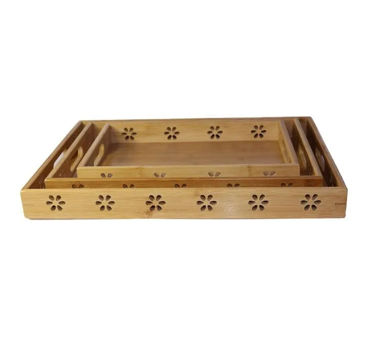 3pcs Serving Tray, Large Bamboo Serving Tray