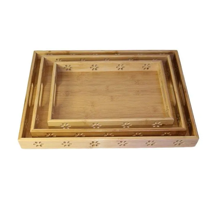 3pcs Serving Tray, Large Bamboo Serving Tray