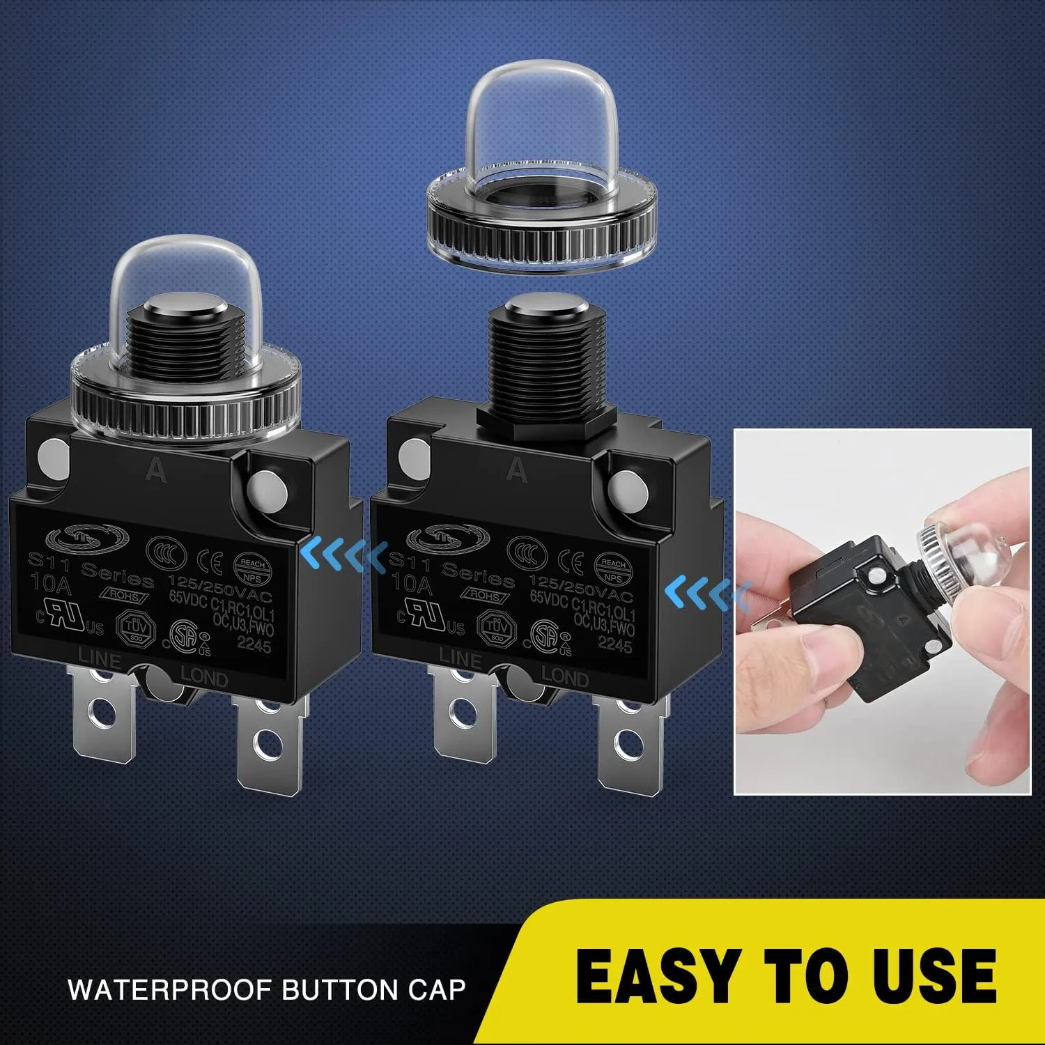 5Pcs 10Amp Terminals Circuit Breaker