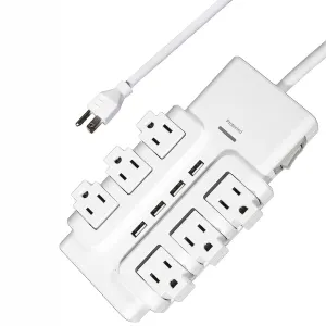 6 Outlet 4 USB Ports Rotating Power Strip 6ft with Surge Protector Wall Mount for Home Office