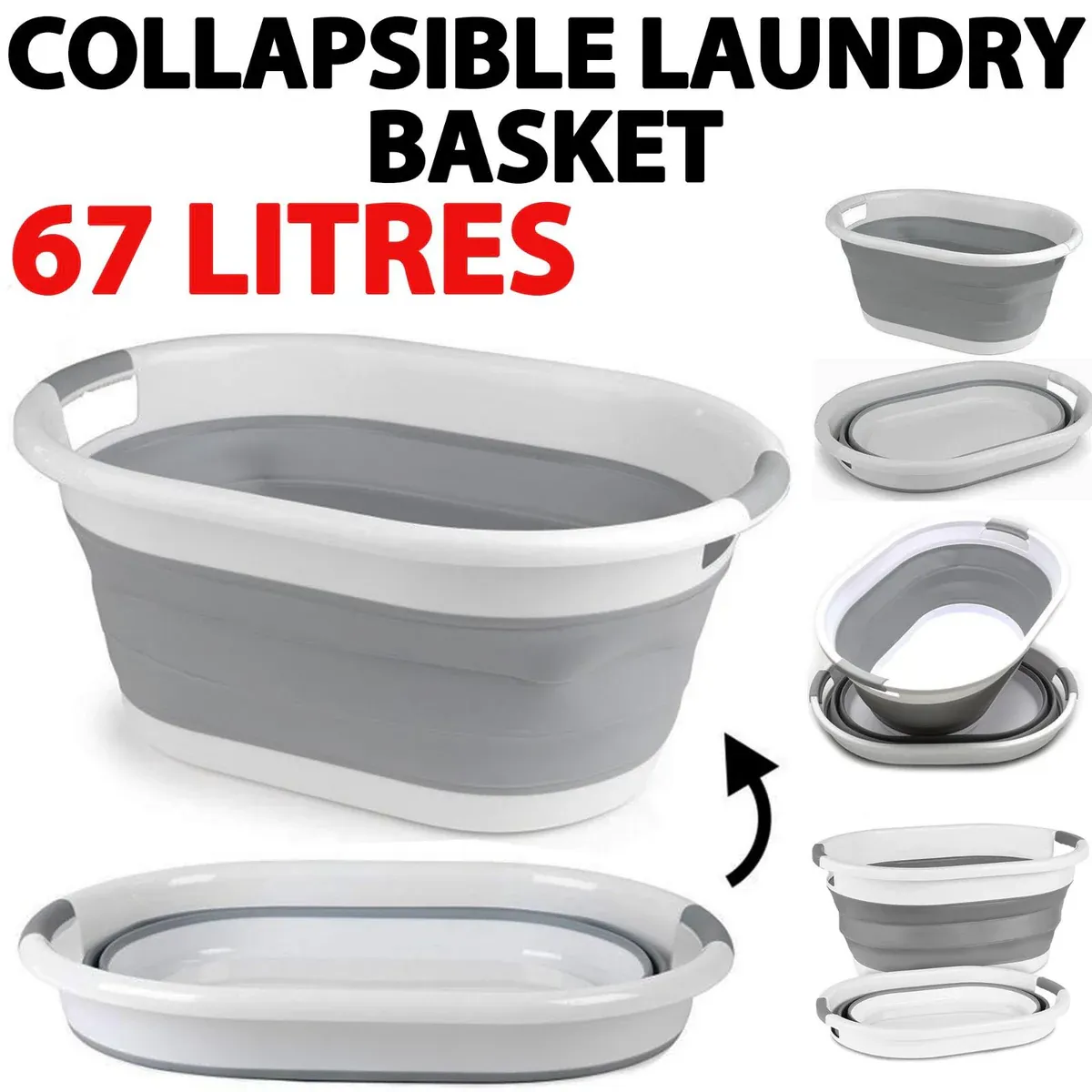 67L Collapsible Laundry Basket – Foldable Space-Saving Design with Carry Handles