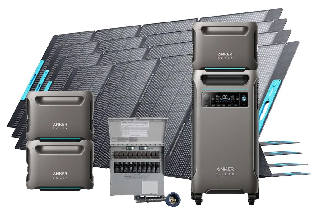 Anker SOLIX F3800   Expansion Battery*3   Transfer Switch Kit   PS400 Solar Panel 400W*4 (15360Wh in total)