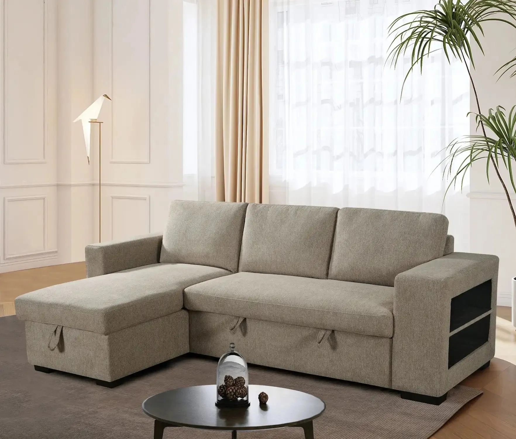 Anna Beige Reversible Sofa and Bed