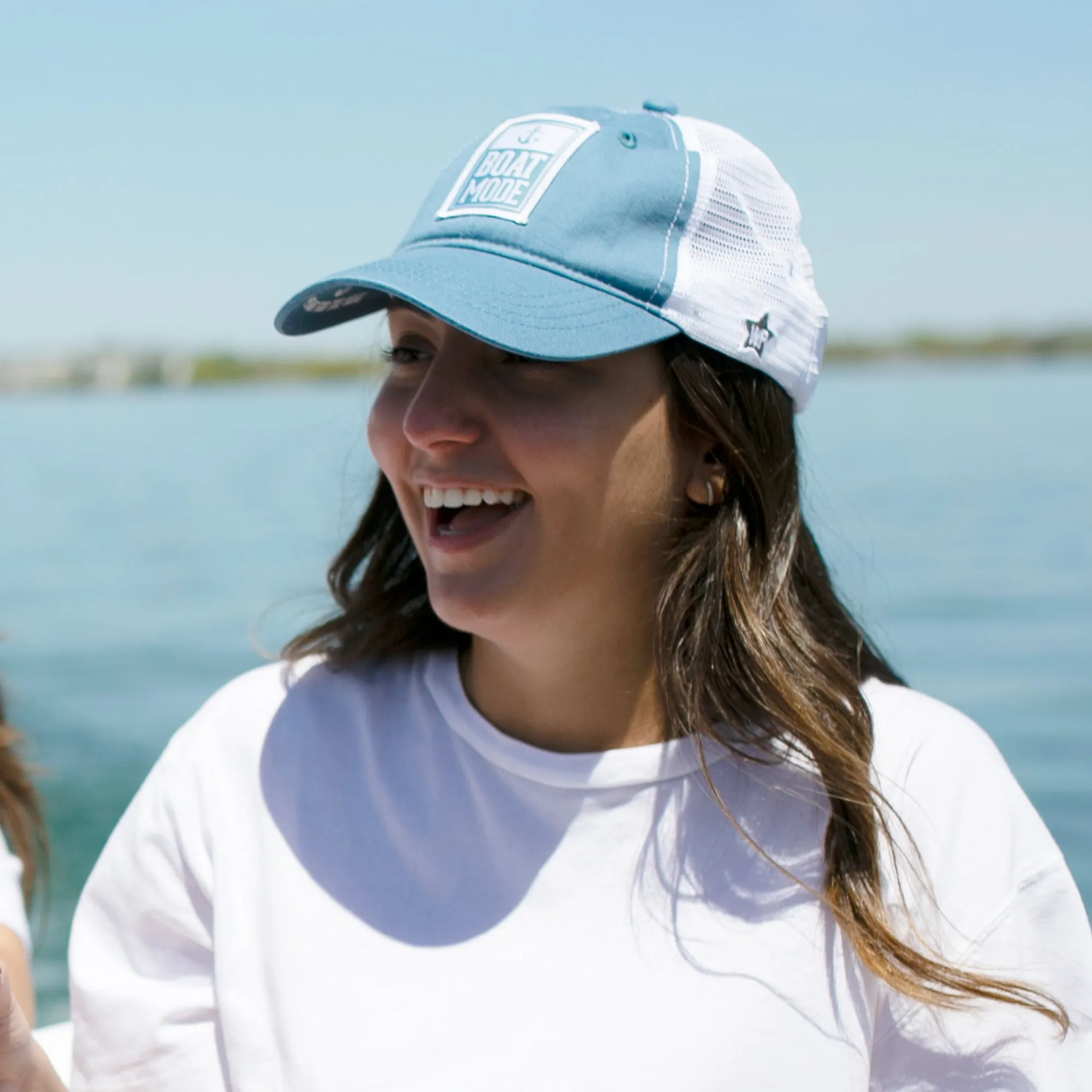 Boat Icon Cadet Blue Adjustable Mesh Hat