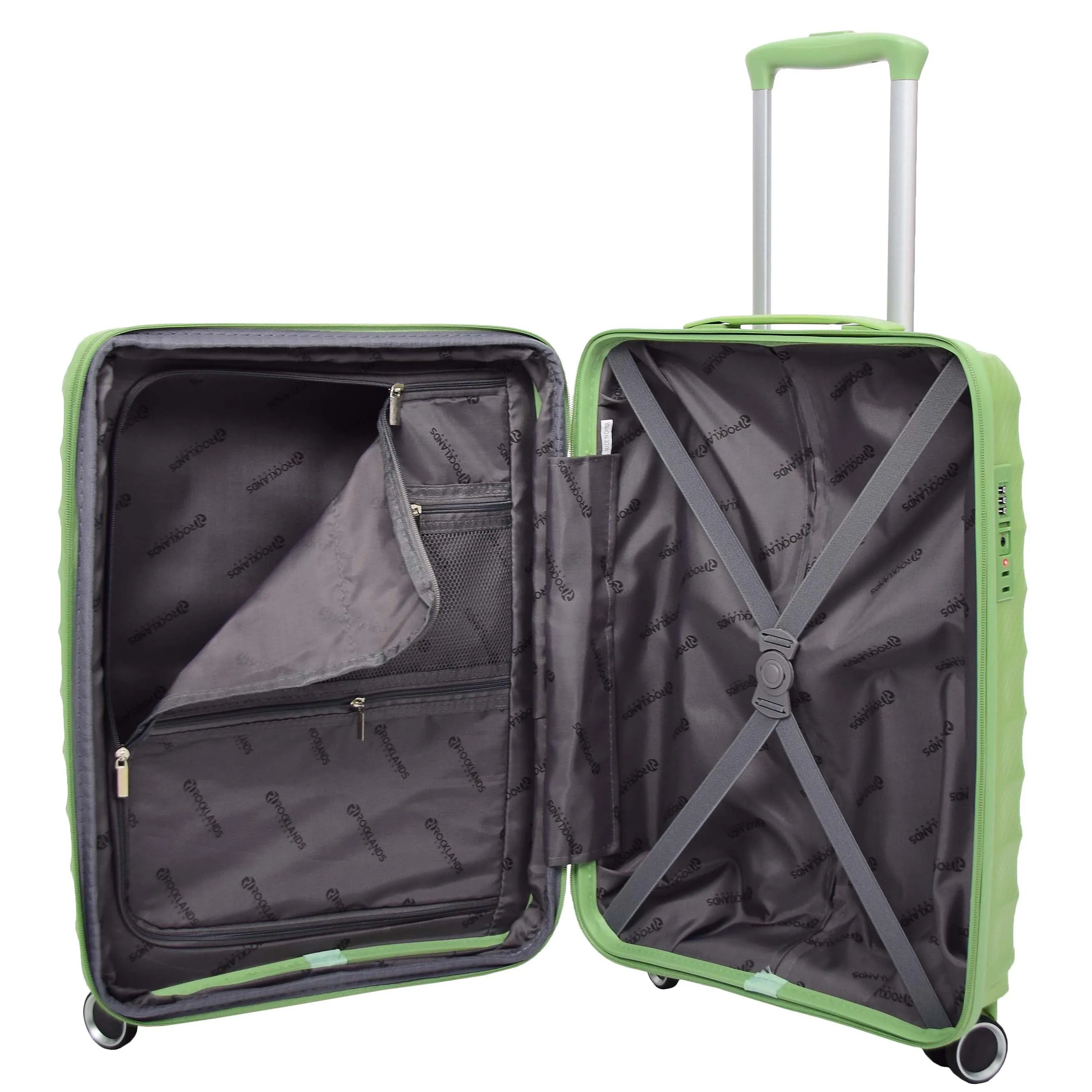 Cabin Size 8 Wheeled Expandable ABS Luggage Pluto Lime Green