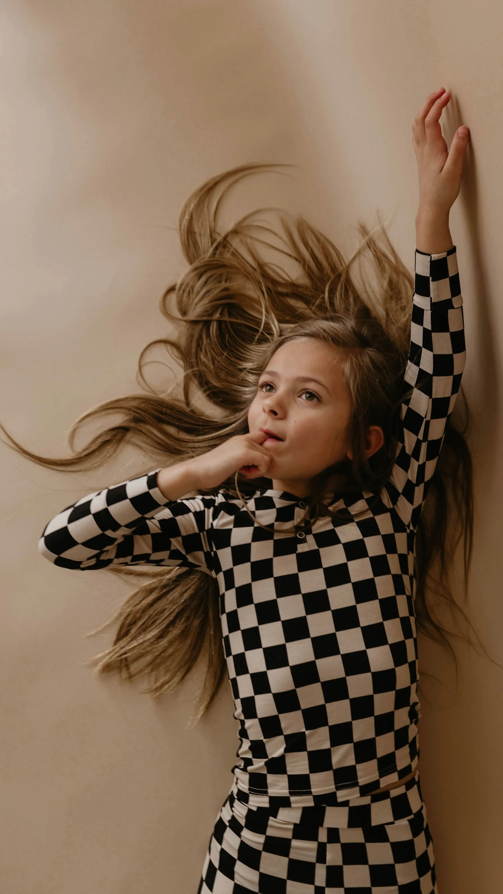 Children's  Bamboo Two Piece Pajamas | Black Checkered