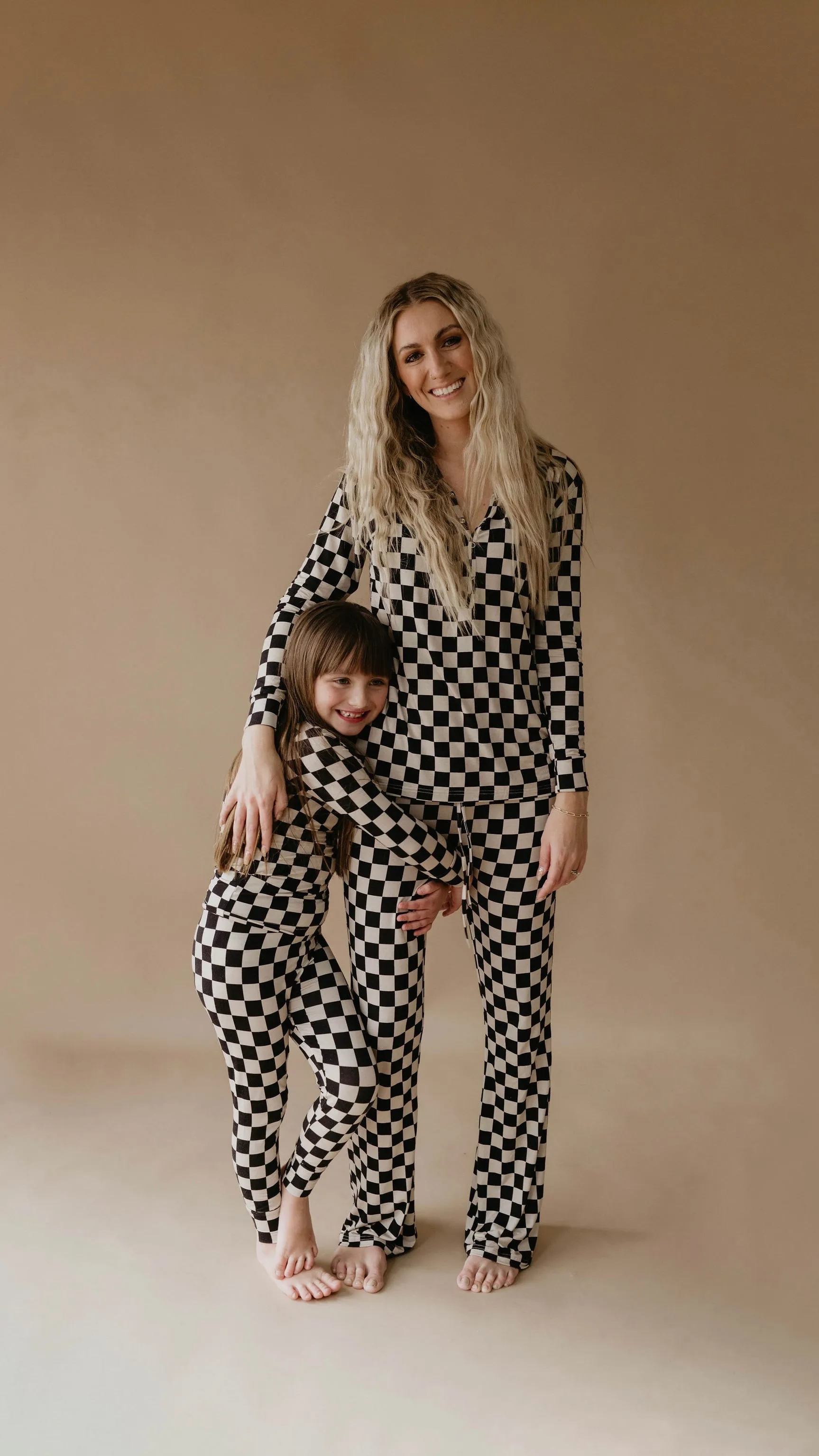 Children's  Bamboo Two Piece Pajamas | Black Checkered
