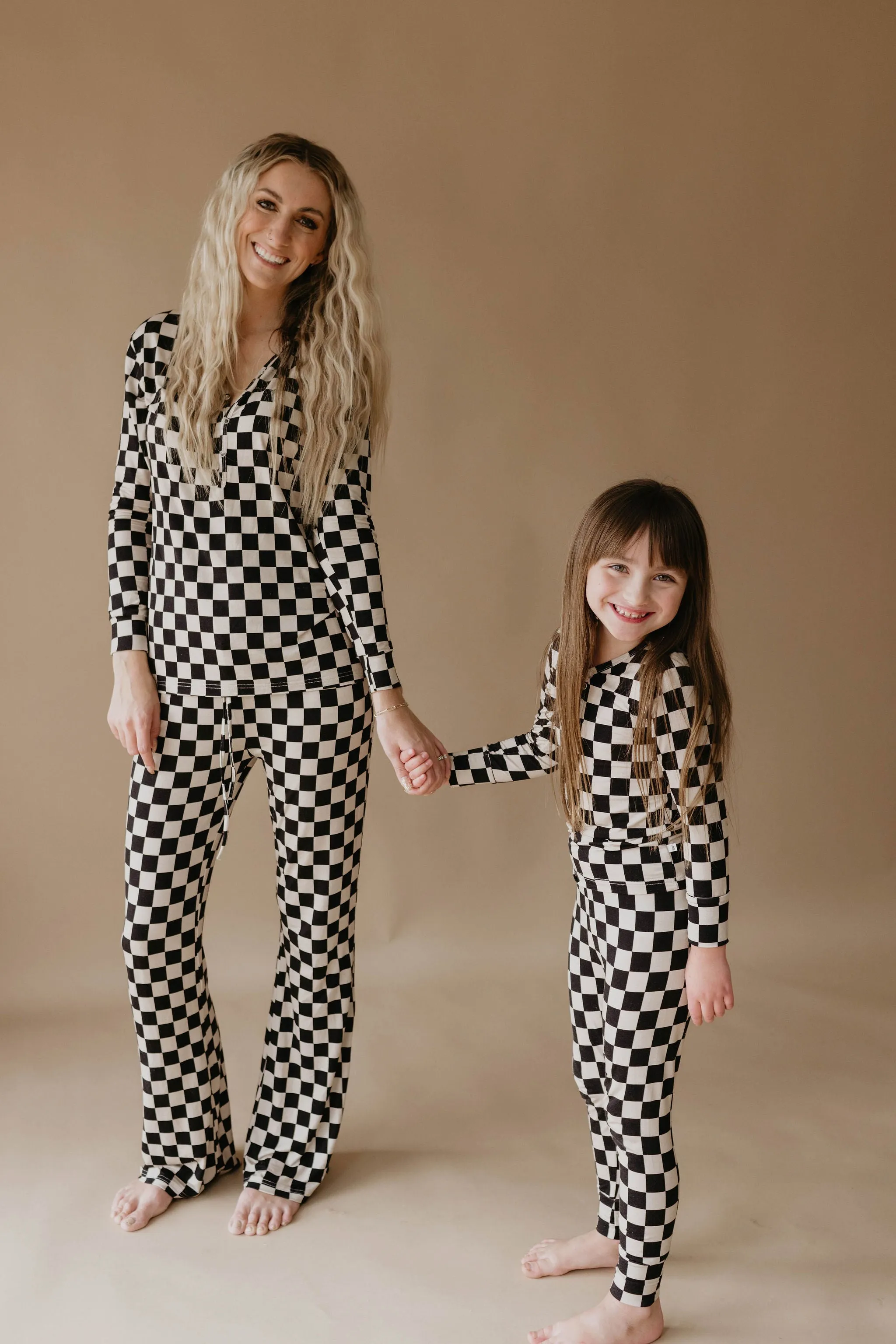 Children's  Bamboo Two Piece Pajamas | Black Checkered