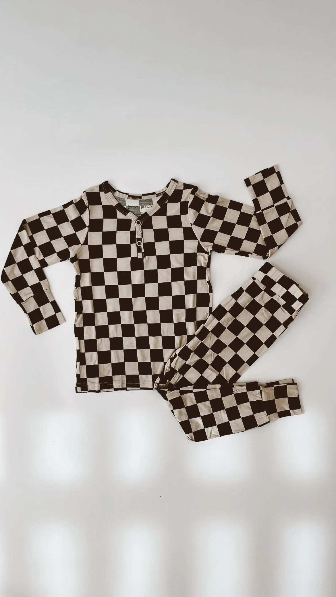 Children's  Bamboo Two Piece Pajamas | Black Checkered