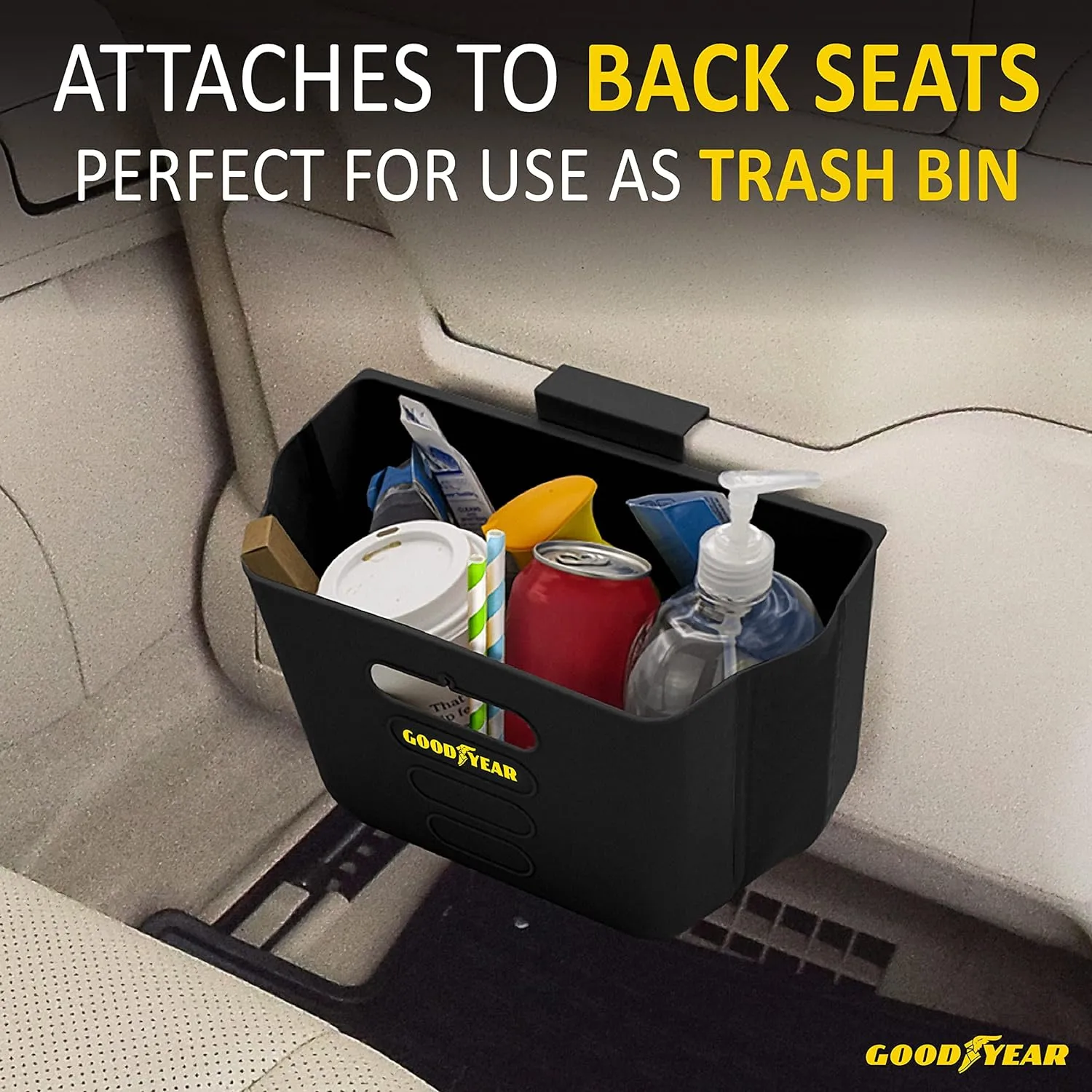 Compact Folding Car Trash Can, Leak Proof, Use Also as Kitchen Cabinet Door Hanging Garbage Bin
