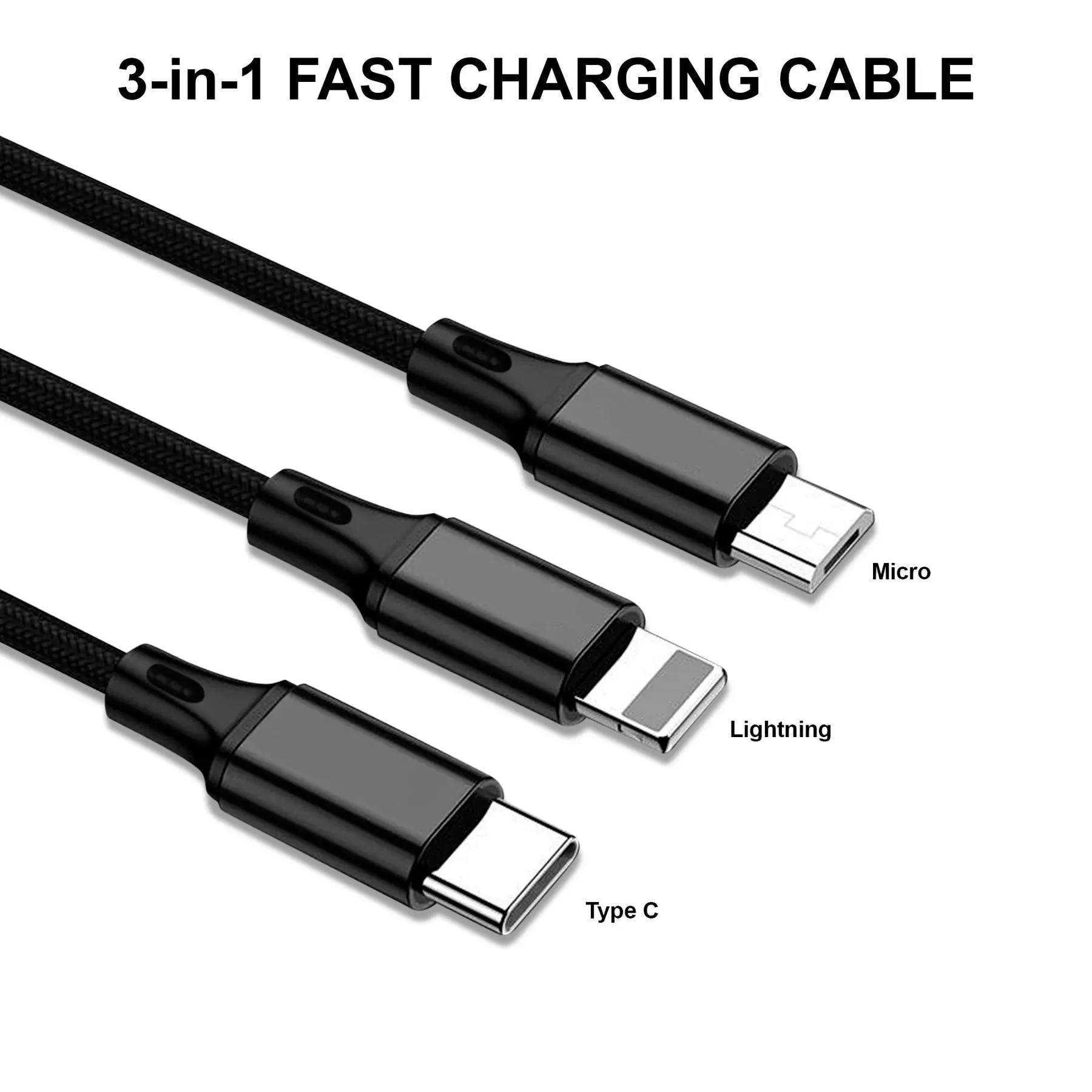 Ellie Rose 3-in-1 Charging Cable - Black