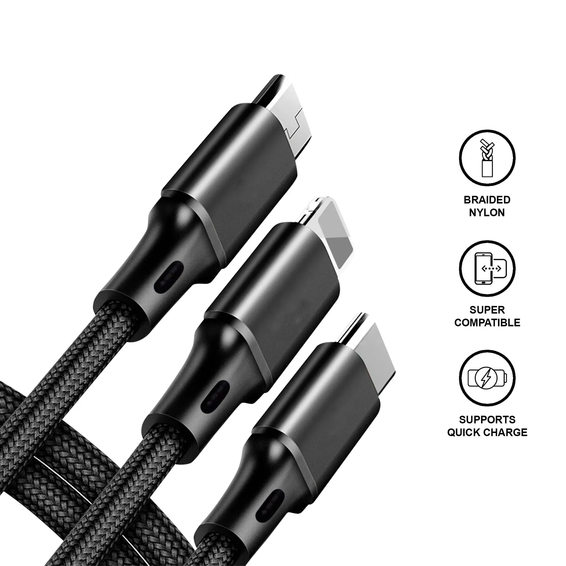 Ellie Rose 3-in-1 Charging Cable - Black