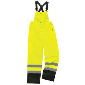 Ergodyne 25016 GloWear 8918BK Supplemental Class E Black Bottom Rain Bibs, 2XL, HV Lime
