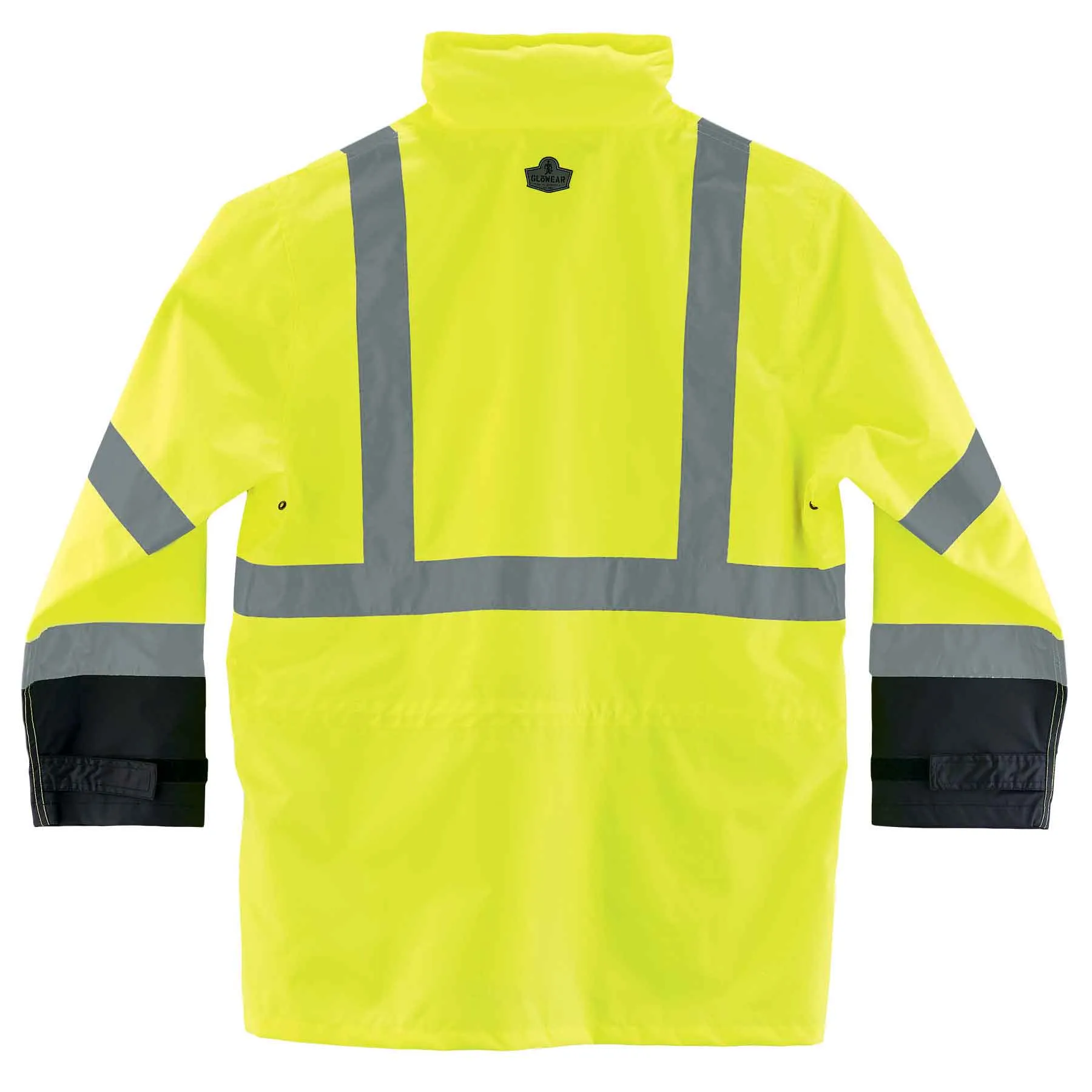 Ergodyne 25328 GloWear 8365BK Type R Class 3 Black Front Rain Jacket, 4XL, HV Lime