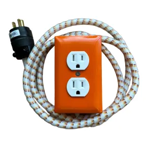 Extō 2 in VENICE ORANGE w/Sunset Fade Cord :: A Modern Dual-Tamper-Resistant Outlet, 15-AMP w/6ft Extension Cord