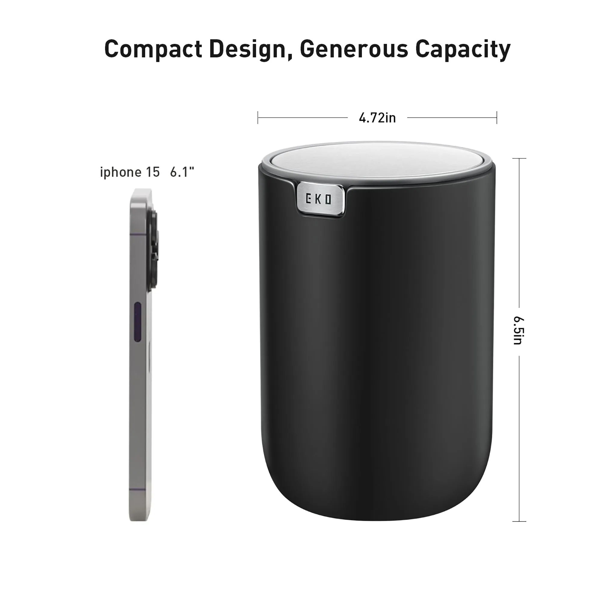 Fandy Table Bin with Swing-Top Lid - Black 1.5L / 0.4 Gal