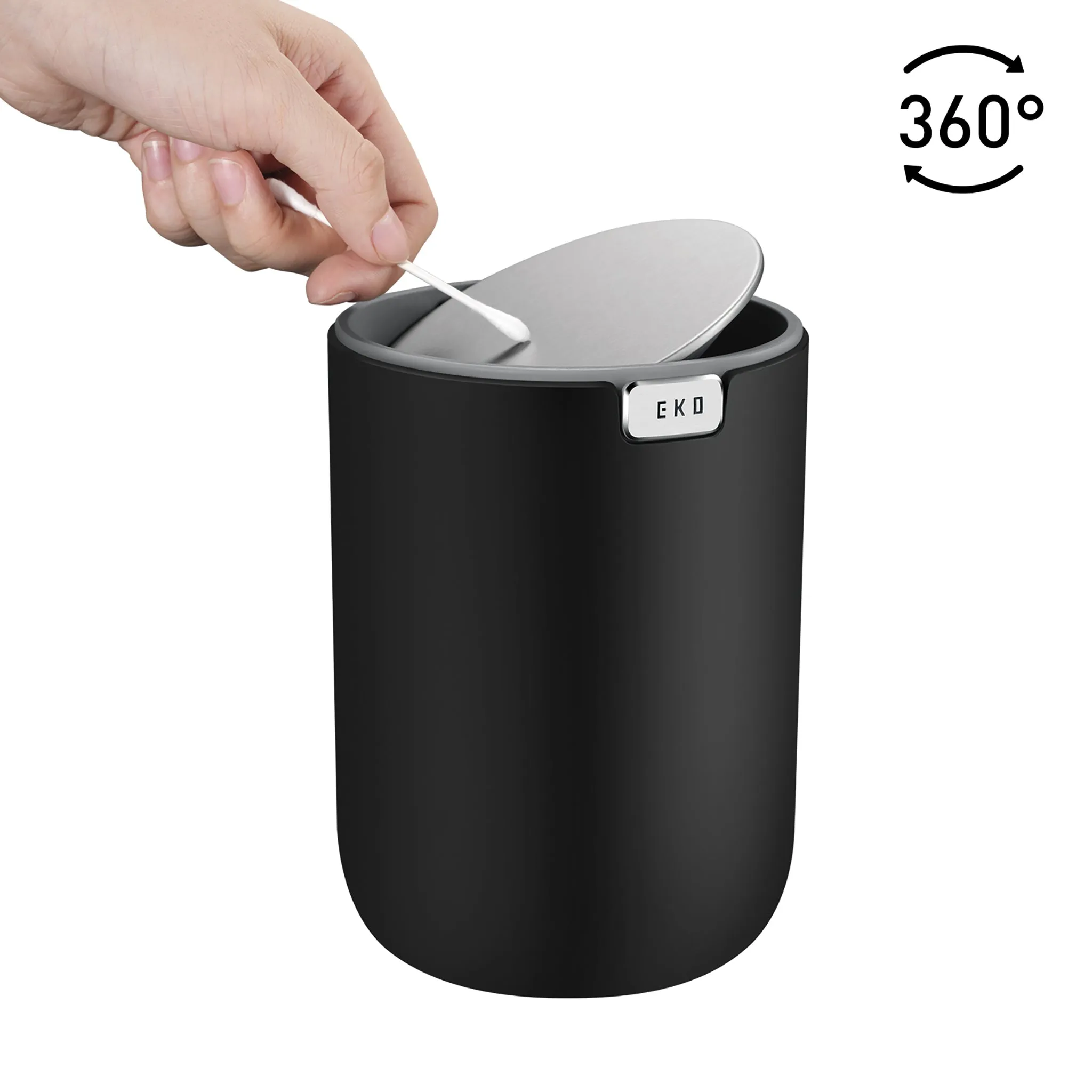 Fandy Table Bin with Swing-Top Lid - Black 1.5L / 0.4 Gal