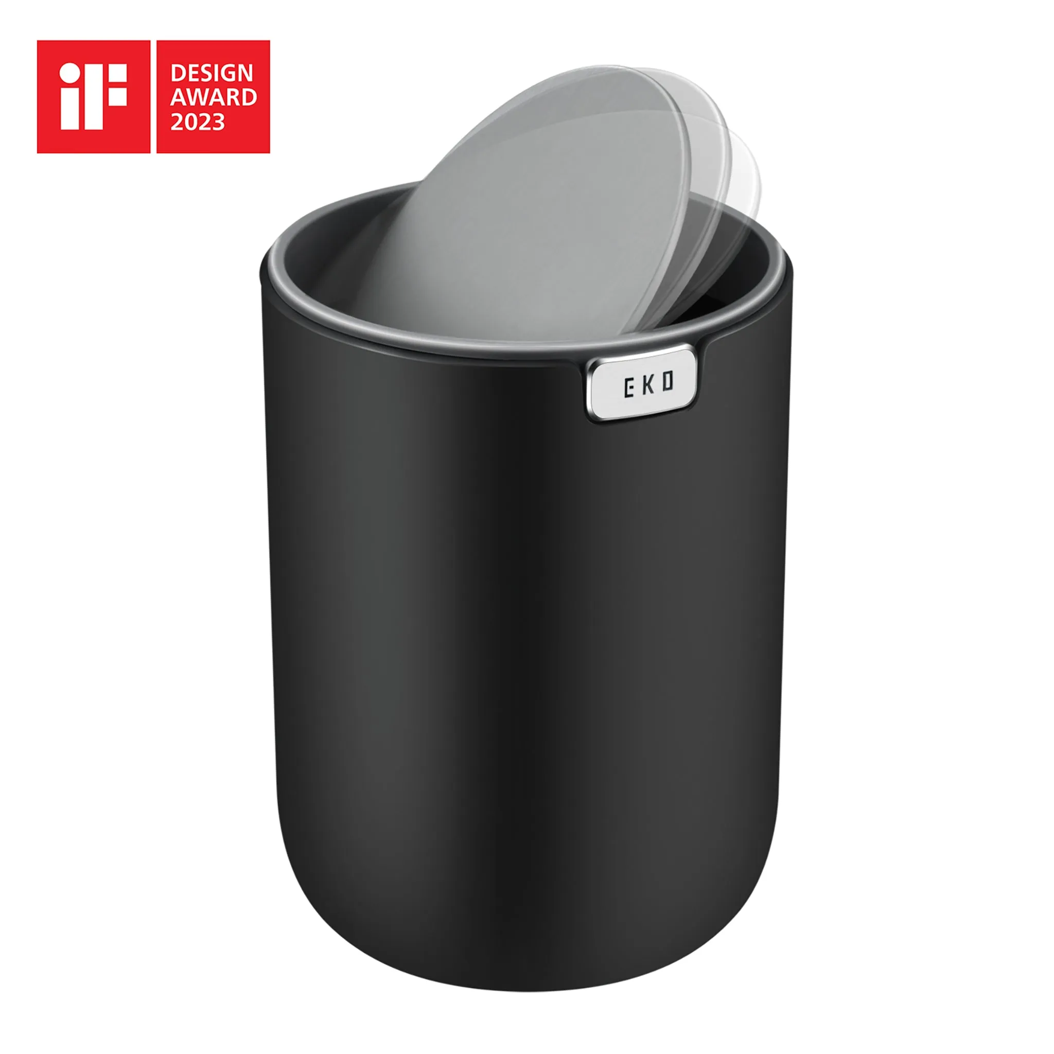 Fandy Table Bin with Swing-Top Lid - Black 1.5L / 0.4 Gal