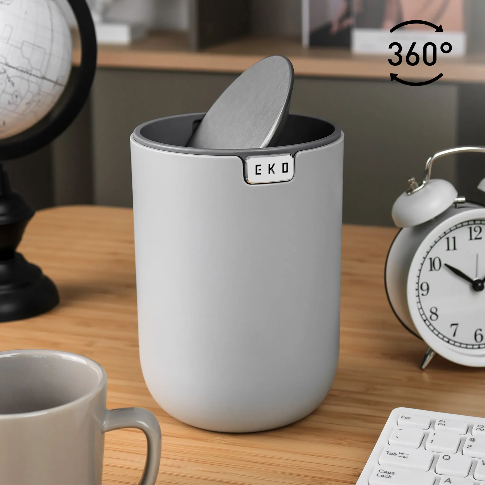 Fandy Table Bin with Swing-Top Lid - Gray 1.5L / 0.4 Gal