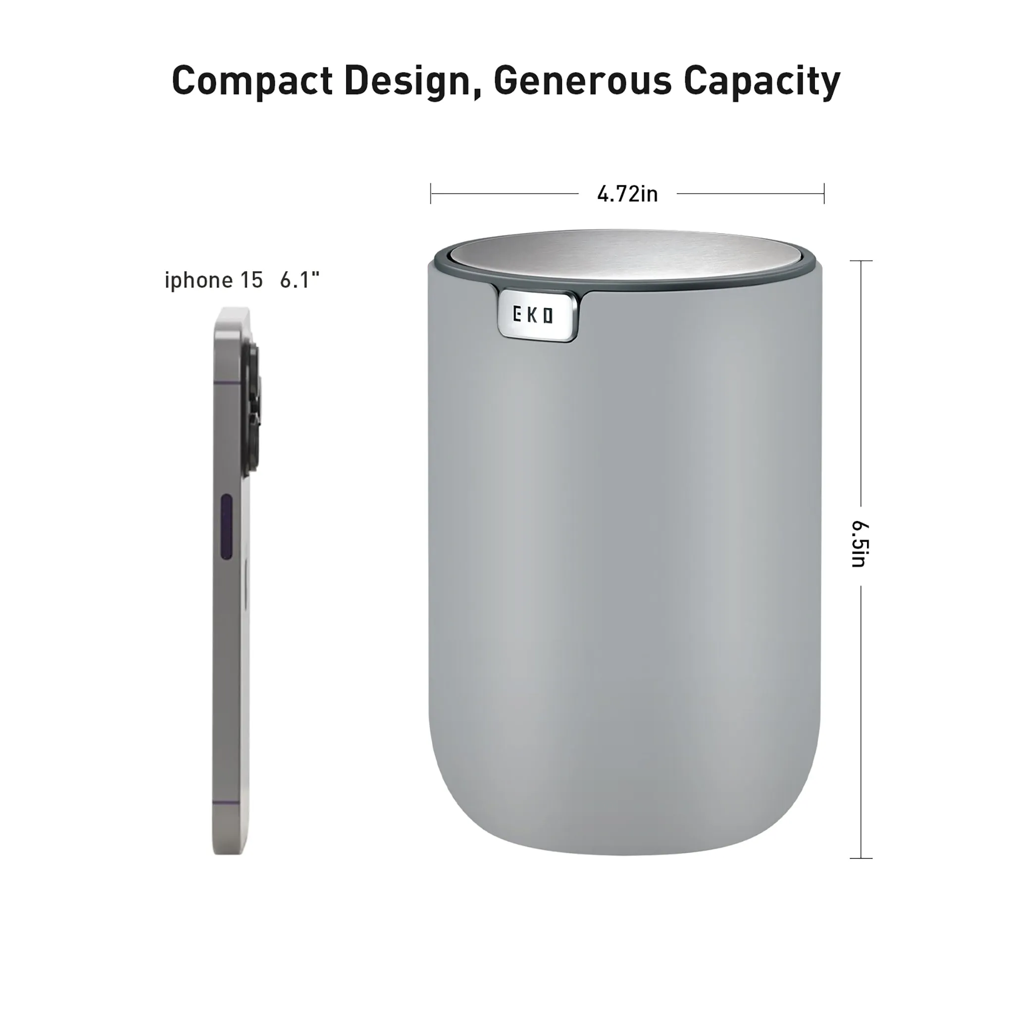 Fandy Table Bin with Swing-Top Lid - Gray 1.5L / 0.4 Gal