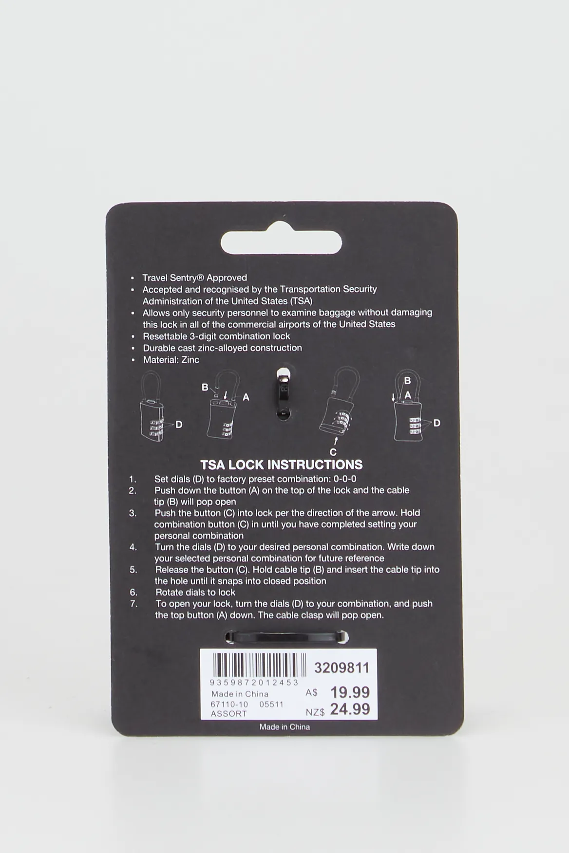 Flexicable TSA Combination Lock