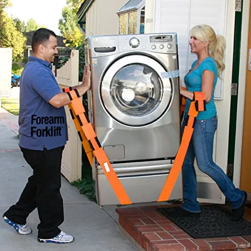 Forearm Forklift 2-Person Lifting and Moving Straps; Lift, Move and Carry Furniture, Appliances, Mattresses or Any Item up to 800 lbs. Safely and Easily Like a Pro, Orange