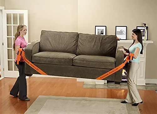 Forearm Forklift 2-Person Lifting and Moving Straps; Lift, Move and Carry Furniture, Appliances, Mattresses or Any Item up to 800 lbs. Safely and Easily Like a Pro, Orange