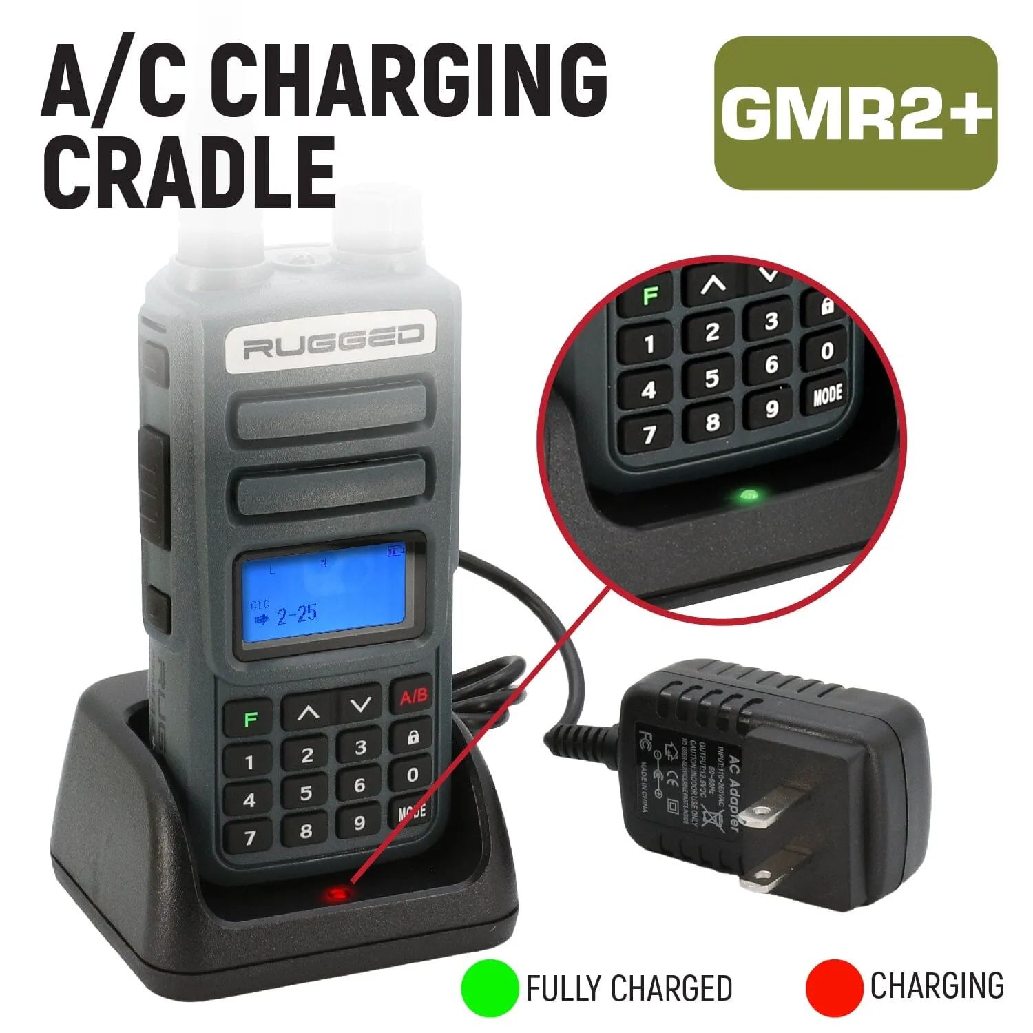 GMR2 PLUS - GMRS and FRS Handheld Two Way Radio - Grey
