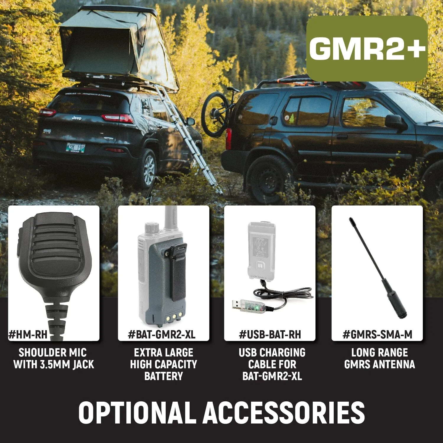 GMR2 PLUS - GMRS and FRS Handheld Two Way Radio - Grey