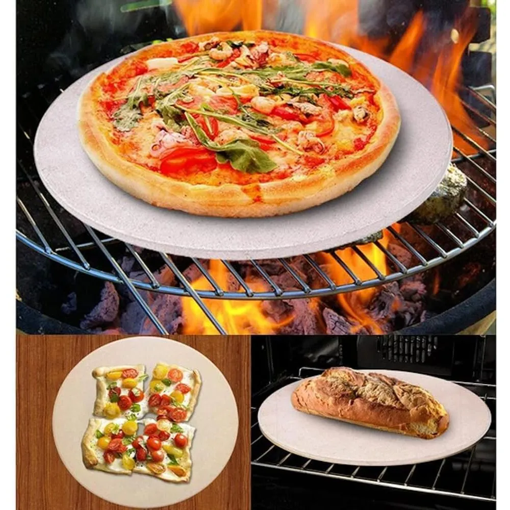 Humos 15-Inch Pizza Stone, GW Apron & BBQ Gloves Bundle
