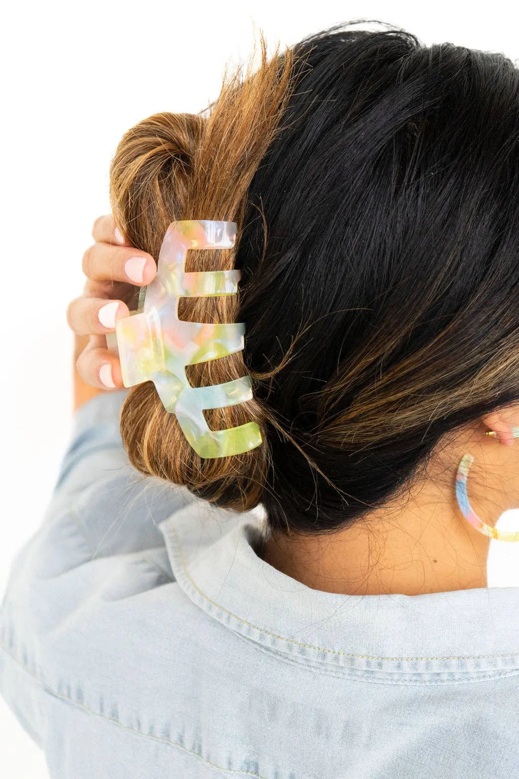 Iridescent Neon Hair Claw Clip