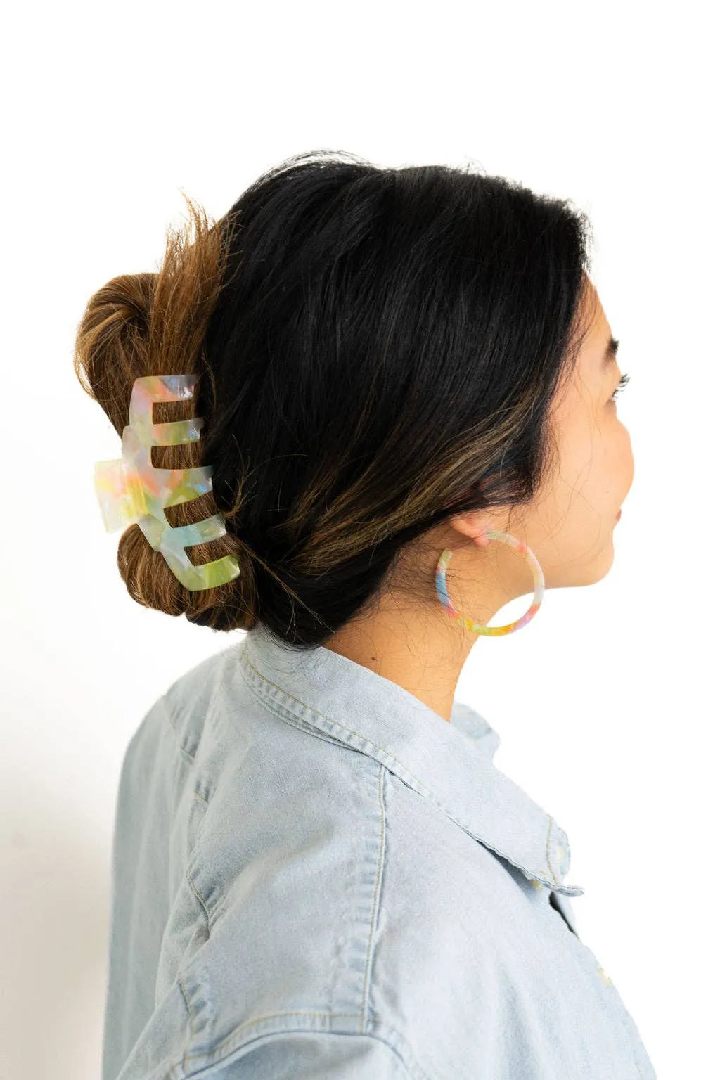Iridescent Neon Hair Claw Clip