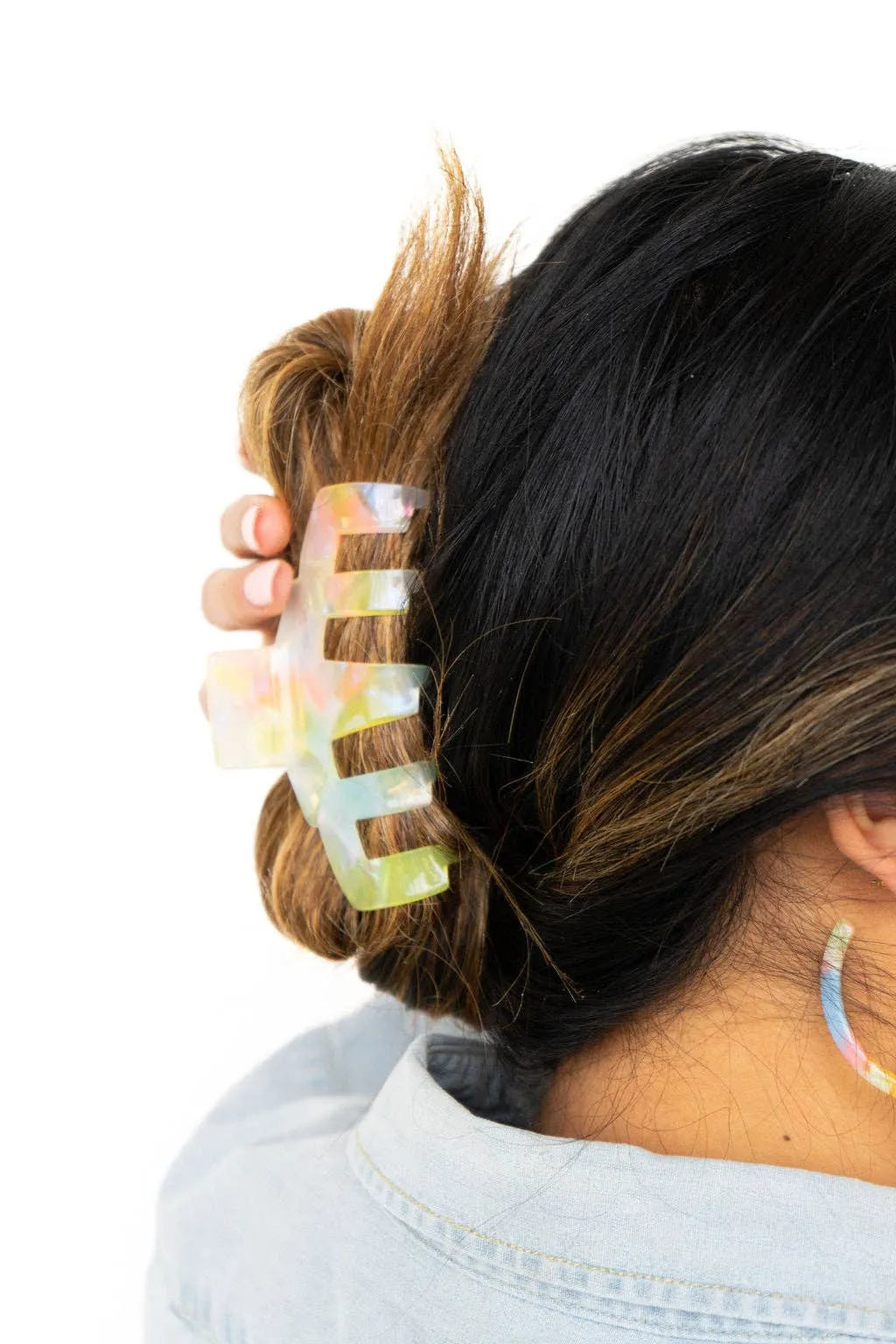 Iridescent Neon Hair Claw Clip