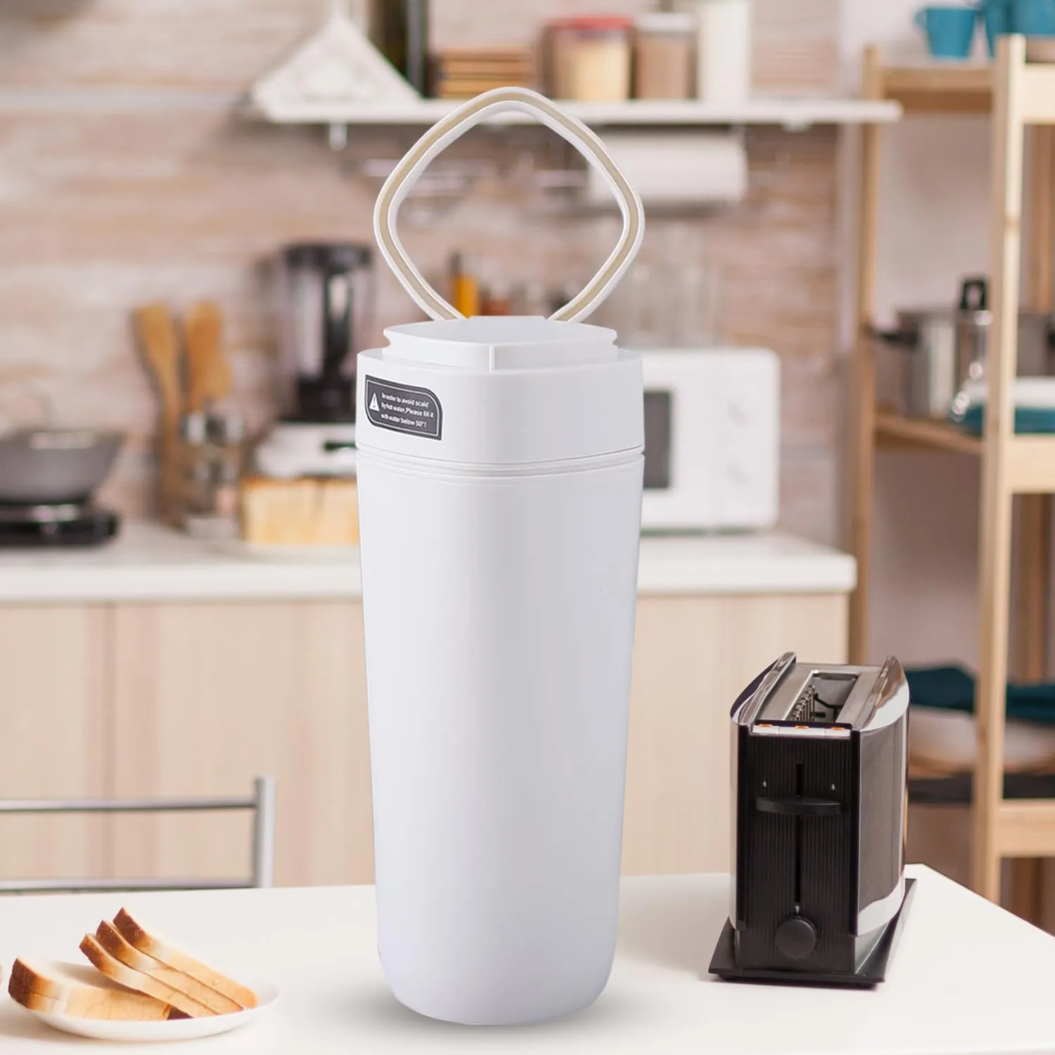 Kuber Industries Pack of 2 Anti-Fall Insulated Coffee Tumbler with Suction Bottom | Leak-Proof Stainless Steel Tumbler | Coffee Tumbler with Lid and Handle | 480 ML | White