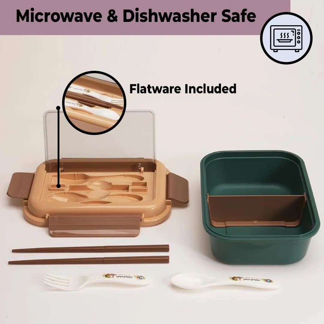 Kuber Industries Pack of 2 Insulated Lunch Box for Kids & Adults|Premium Food-Grade PP Plastic|Leakproof & Spill Proof|Dishwasher & Microwave Safe Lunch Box|800 ML|HX0042727|Green
