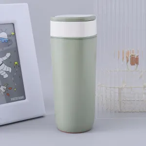 Kuber Industries Pack of 4 Anti-Fall Insulated Coffee Tumbler with Suction Bottom | Leak-Proof Stainless Steel Tumbler | Coffee Tumbler with Lid and Handle | 480 ML | Green