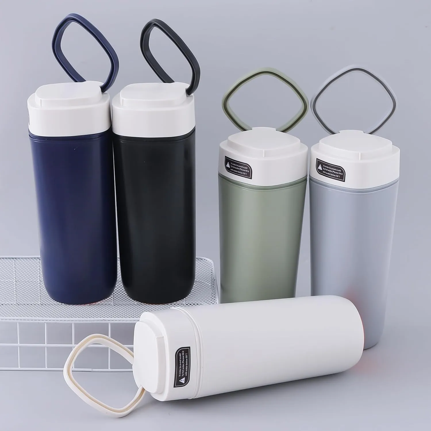 Kuber Industries Pack of 4 Anti-Fall Insulated Coffee Tumbler with Suction Bottom | Leak-Proof Stainless Steel Tumbler | Coffee Tumbler with Lid and Handle | 480 ML | Green