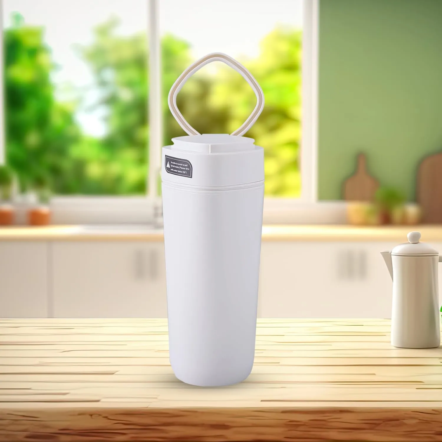 Kuber Industries Pack of 4 Anti-Fall Insulated Coffee Tumbler with Suction Bottom | Leak-Proof Stainless Steel Tumbler | Coffee Tumbler with Lid and Handle | 480 ML | White