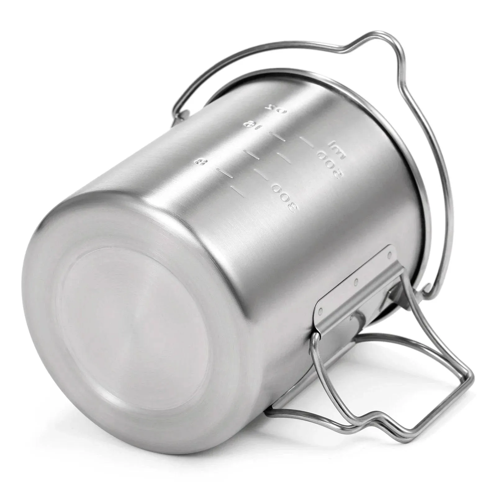 Lixada 750ml Stainless Steel Pot with Lid Hanging Portable Foldable Handle Water Cup for Outdoor Camping Cooking Hiking Picnic