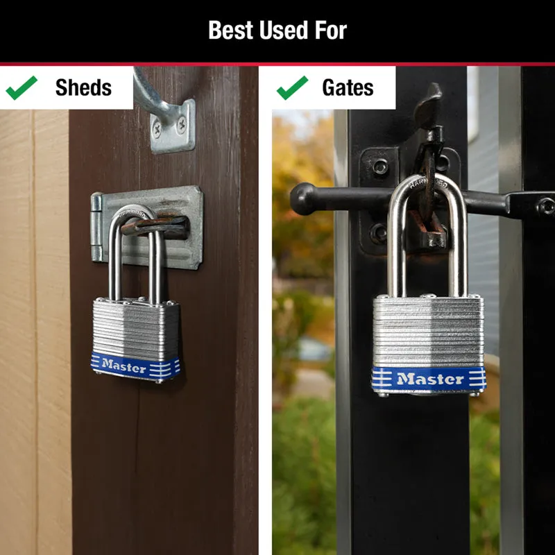 Master Lock 3-3/16 in. H X 1-9/16 in. W X 27/32 in. L Steel 4-Pin Cylinder Padlock Keyed Alike