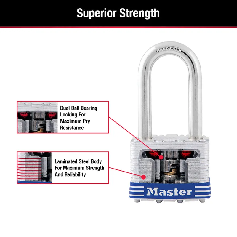 Master Lock 3-3/16 in. H X 1-9/16 in. W X 27/32 in. L Steel 4-Pin Cylinder Padlock Keyed Alike
