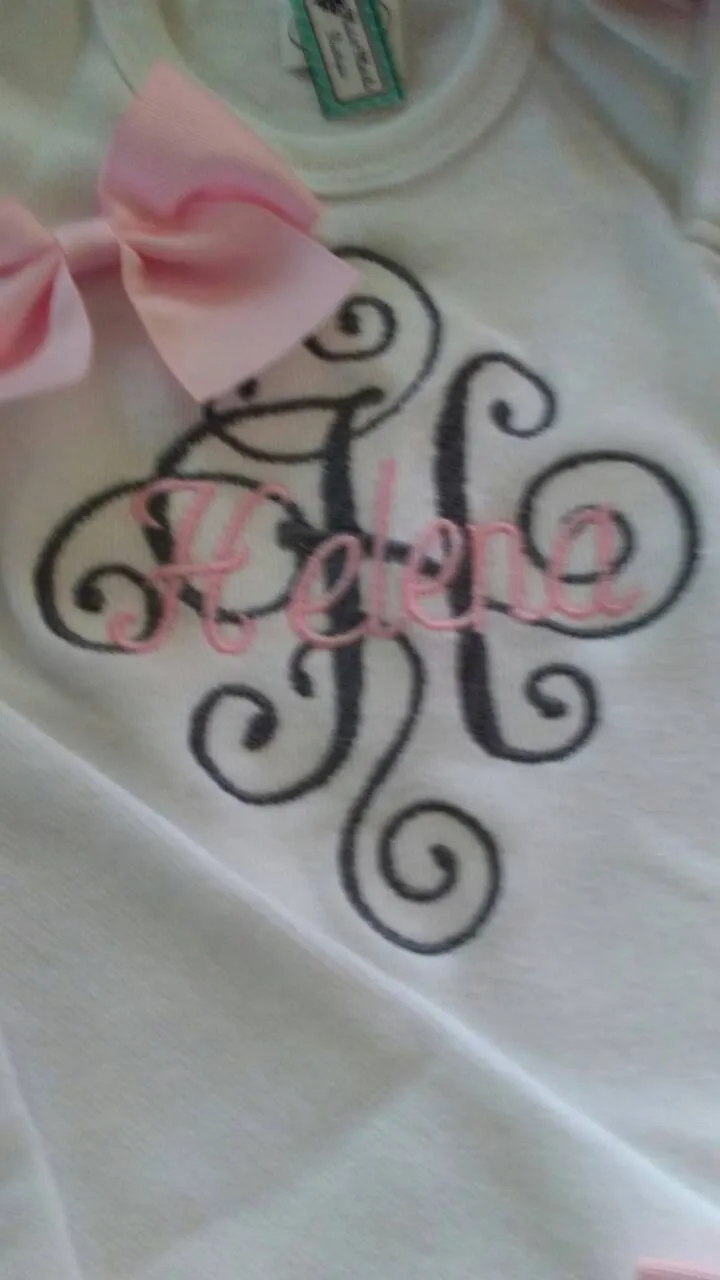 Monogrammed and Personalized Baby Girl Bodysuit with Leg Warmers